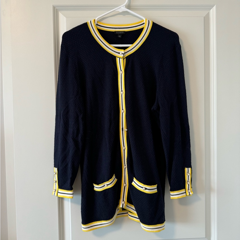 Talbots Navy Button Knit Cardigan - Picture 2 of 6